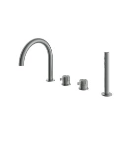 Hotbath ArchieFlag Bateria wannowa z wylewką i słuchawką prysznicową Steel Brushed AF083.IX