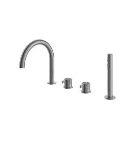 Hotbath ArchieFlag Bateria wannowa z wylewką i słuchawką prysznicową Steel Brushed AF083.IX