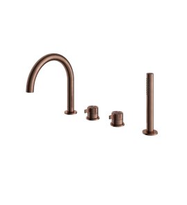 Hotbath ArchieFlag Bateria wannowa z wylewką i słuchawką prysznicową Brushed Copper PVD AF083.BCP