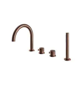 Hotbath ArchieFlag Bateria wannowa z wylewką i słuchawką prysznicową Brushed Copper PVD AF083.BCP