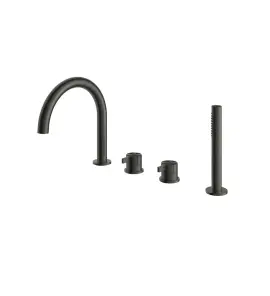 Hotbath ArchieFlag Bateria wannowa z wylewką i słuchawką prysznicową Gun Metal PVD AF083.BGP