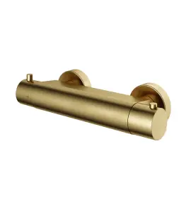 Hotbath Cobber Bateria natryskowa termostatyczna ścienna Brushed Brass PVD B008.BBP