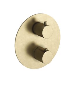Hotbath Cobber Bateria natryskowa termostatyczna podtynkowa z 2-drożnym przełącznikiem element zewnętrzny Brushed Brass CB009.BB
