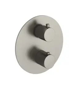 Hotbath Cobber Bateria natryskowa termostatyczna podtynkowa z 2-drożnym przełącznikiem element zewnętrzny Brushed Nickel CB009.GN