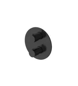 Hotbath Cobber Bateria natryskowa termostatyczna podtynkowa z 2-drożnym przełącznikiem element zewnętrzny Matt Black PVD CB009.MBP