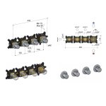 Hotbath Cobber Bateria natryskowa termostatyczna podtynkowa z 4-otworowa - element zewnętrzny Matt Black PVD CB7070.MBP