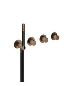 Hotbath Cobber Bateria natryskowa termostatyczna podtynkowa, z dwoma zaworami i słuchawką prysznicową - element zewnętrzny Aged Brass CB7171.AB