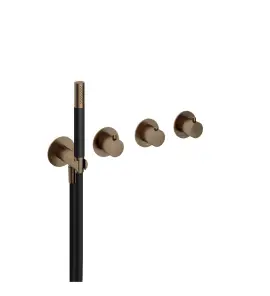 Hotbath Cobber Bateria natryskowa termostatyczna podtynkowa, z dwoma zaworami i słuchawką prysznicową - element zewnętrzny Aged Brass CB7171.AB