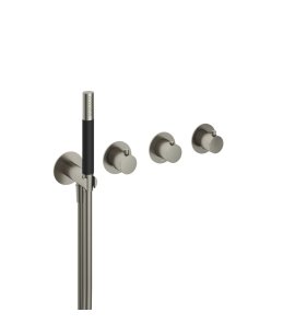 Hotbath Cobber Bateria natryskowa termostatyczna podtynkowa, z dwoma zaworami i słuchawką prysznicową - element zewnętrzny Brushed Nickel CB7171.GN