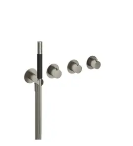 Hotbath Cobber Bateria natryskowa termostatyczna podtynkowa, z dwoma zaworami i słuchawką prysznicową - element zewnętrzny Brushed Nickel CB7171.GN