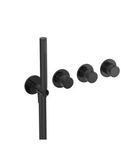 Hotbath Cobber Bateria natryskowa termostatyczna podtynkowa, z dwoma zaworami i słuchawką prysznicową - element zewnętrzny Matt Black PVD CB7171.MBP