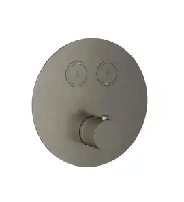 Hotbath Cobber Bateria termostatyczna 2-drożna podtynkowa z przyciskiem element zewnętrzny Brushed Nickel PB009.GN