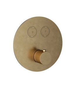 Hotbath Cobber Bateria termostatyczna 2-drożna podtynkowa z przyciskiem element zewnętrzny Brushed Brass PB009.BB