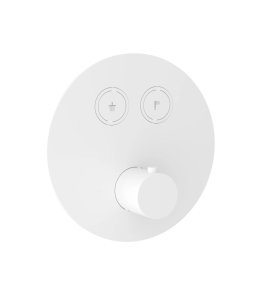 Hotbath Cobber Bateria termostatyczna 2-drożna podtynkowa z przyciskiem element zewnętrzny Matt White PB009.WH