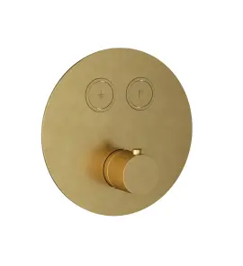 Hotbath Cobber Bateria termostatyczna 2-drożna podtynkowa z przyciskiem element zewnętrzny Brushed Brass PVD PB009.BBP