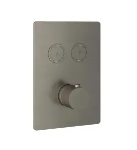 Hotbath Cobber Bateria termostatyczna 2-drożna podtynkowa z przyciskiem element zewnętrzny Brushed Nickel PB009Q.GN
