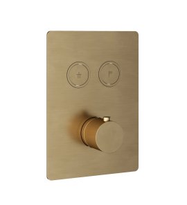 Hotbath Cobber Bateria termostatyczna 2-drożna podtynkowa z przyciskiem element zewnętrzny Brushed Brass PB009Q.BB