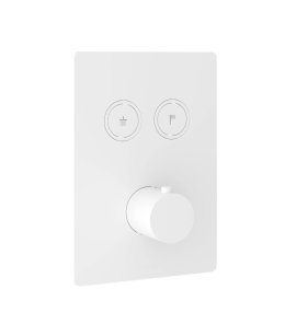 Hotbath Cobber Bateria termostatyczna 2-drożna podtynkowa z przyciskiem element zewnętrzny Matt White PB009Q.WH
