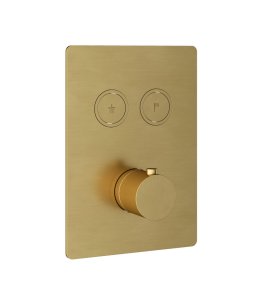 Hotbath Cobber Bateria termostatyczna 2-drożna podtynkowa z przyciskiem element zewnętrzny Brushed Brass PVD PB009Q.BBP