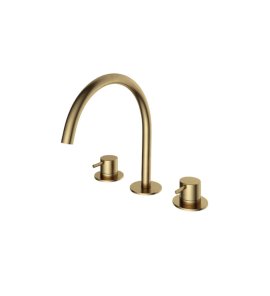 Hotbath Cobber Bateria umywalkowa 3-otworowa Brushed Brass CB033.BB