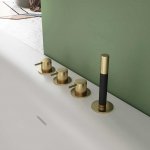 Hotbath Cobber Bateria wannowa 4-otworowa z prysznicem ręcznym Brushed brass PVD CB074.BBP