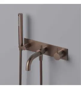 Hotbath Cobber Bateria wannowa podtynkowa z wylewką i słuchawką prysznicową 2-drożna - element zewnętrzny Brushed Copper PVD CB127.BCP