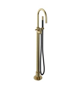 Hotbath Cobber Bateria wannowa z zestawem prysznicowym wolnostojąca Brushed Brass CB187.BB
