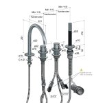 Hotbath Cobber Bateria wannowa 4-otworowa z wylewką i słuchawką prysznicową Brushed Nickel CB173.GN