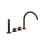 Hotbath Cobber Bateria wannowa 4-otworowa z wylewką i słuchawką prysznicową Aged Brass CB173.AB