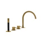 Hotbath Cobber Bateria wannowa 4-otworowa z wylewką i słuchawką prysznicową Brushed Brass CB173.BB