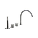 Hotbath Cobber Bateria wannowa 4-otworowa z wylewką i słuchawką prysznicową Brushed Nickel CB173.GN