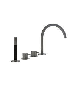 Hotbath Cobber Bateria wannowa 4-otworowa z wylewką i słuchawką prysznicową Aged Iron CB173.AI