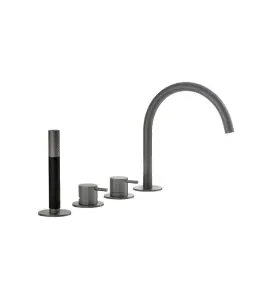 Hotbath Cobber Bateria wannowa 4-otworowa z wylewką i słuchawką prysznicową Aged Iron CB173.AI