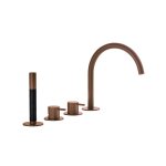 Hotbath Cobber Bateria wannowa 4-otworowa z wylewką i słuchawką prysznicową Brushed Copper PVD CB173.BCP