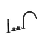 Hotbath Cobber Bateria wannowa 4-otworowa z wylewką i słuchawką prysznicową Matt Black PVD CB173.MBP