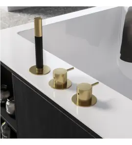 Hotbath Cobber Bateria wannowa 3-otworowa ze słuchawką prysznicową Brushed Brass CB175.BB