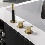 Hotbath Cobber Bateria wannowa 3-otworowa ze słuchawką prysznicową Brushed Brass CB175.BB