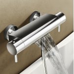 Hotbath Cobber Bateria wannowa termostatyczna ścienna z przełącznikiem i strumieniem wodospadu Chrome B021.CR