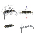 Hotbath Cobber Bateria wannowo-natryskowa termostatyczna podtynkowa z 2 zaworami i zestawem natryskowym oraz wylewką- element zewnętrzny Aged Iron CB7172.AI