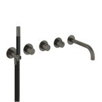 Hotbath Cobber Bateria wannowo-natryskowa termostatyczna podtynkowa z 2 zaworami i zestawem natryskowym oraz wylewką- element zewnętrzny Aged Iron CB7172.AI
