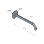 Hotbath Cobber Wylewka ścienna 220 mm Matt Black PVD CB095-22.MBP