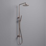 Hotbath Cobber Zestaw natryskowy z deszczownicą Ø 200 mm i zestawem prysznicowym na drążku Brushed Copper PVD M537.BCP