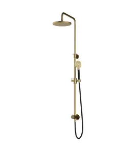 Hotbath Cobber Zestaw natryskowy z deszczownicą Ø 200 mm i zestawem prysznicowym na drążku Brushed Brass PVD M538.BBP