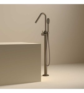Hotbath Guy Row Bateria wannowa wolonostojąca ze słuchawką prysznicową i wężem prysznicowym Tuscan Bronze GY177R.TB