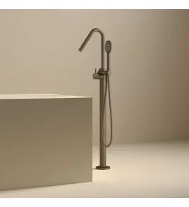 Hotbath Guy Row Bateria wannowa wolonostojąca ze słuchawką prysznicową i wężem prysznicowym Tuscan Bronze GY177R.TB