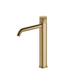 Hotbath Guy Diamond Bateria umywalkowa jednouchwytowa Wysoka Brushed Brass PVD GY003HD.BBP