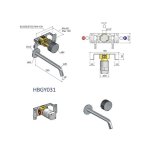 Hotbath Guy Diamond Bateria umywalkowa podtynkowa 250 mm - element zewnętrzny Brushed Nickel GY005D-25.GN