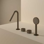 Hotbath Guy Diamond Bateria wannowa z wylewką i słuchawką prysznicową Tuscan Bronze GY073D.TB