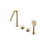 Hotbath Guy Diamond Bateria wannowa z wylewką i słuchawką prysznicową Brushed Brass PVD GY073D.BBP