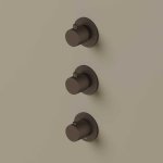 Hotbath Guy Diamond Bateria natryskowa termostatyczna podtynkowa 2-drożna 3-uchwytowa - element zewnętrzny Tuscan Bronze GY7066D.TB